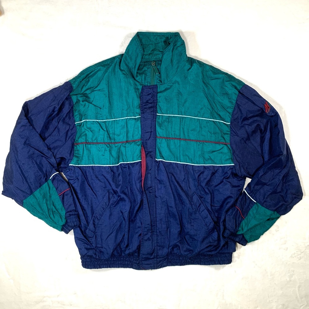 Vintage 90s M Sport Full Zip Color Block Windbreaker Jacket Size‎ XL 80s Green
